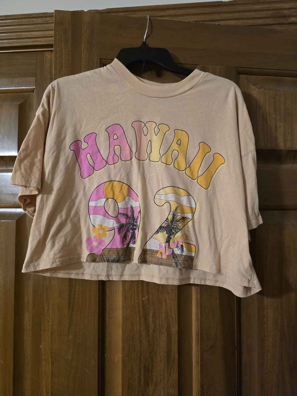 wild fable Pink & Yellow Hawaii 92 Graphic Crop Tee